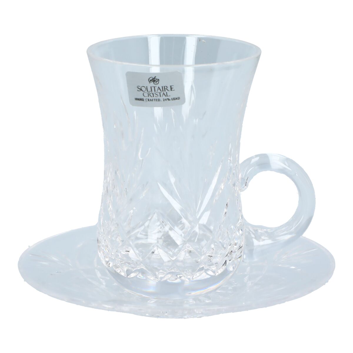 Solitaire Crystal 12Piece Arabic Tea Cup and Saucer Set Clear